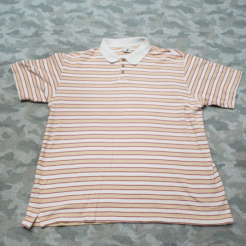 Columbia Polo Shirt Mens 2XL Brown Stripe Short Sleeve Outdoors Casual